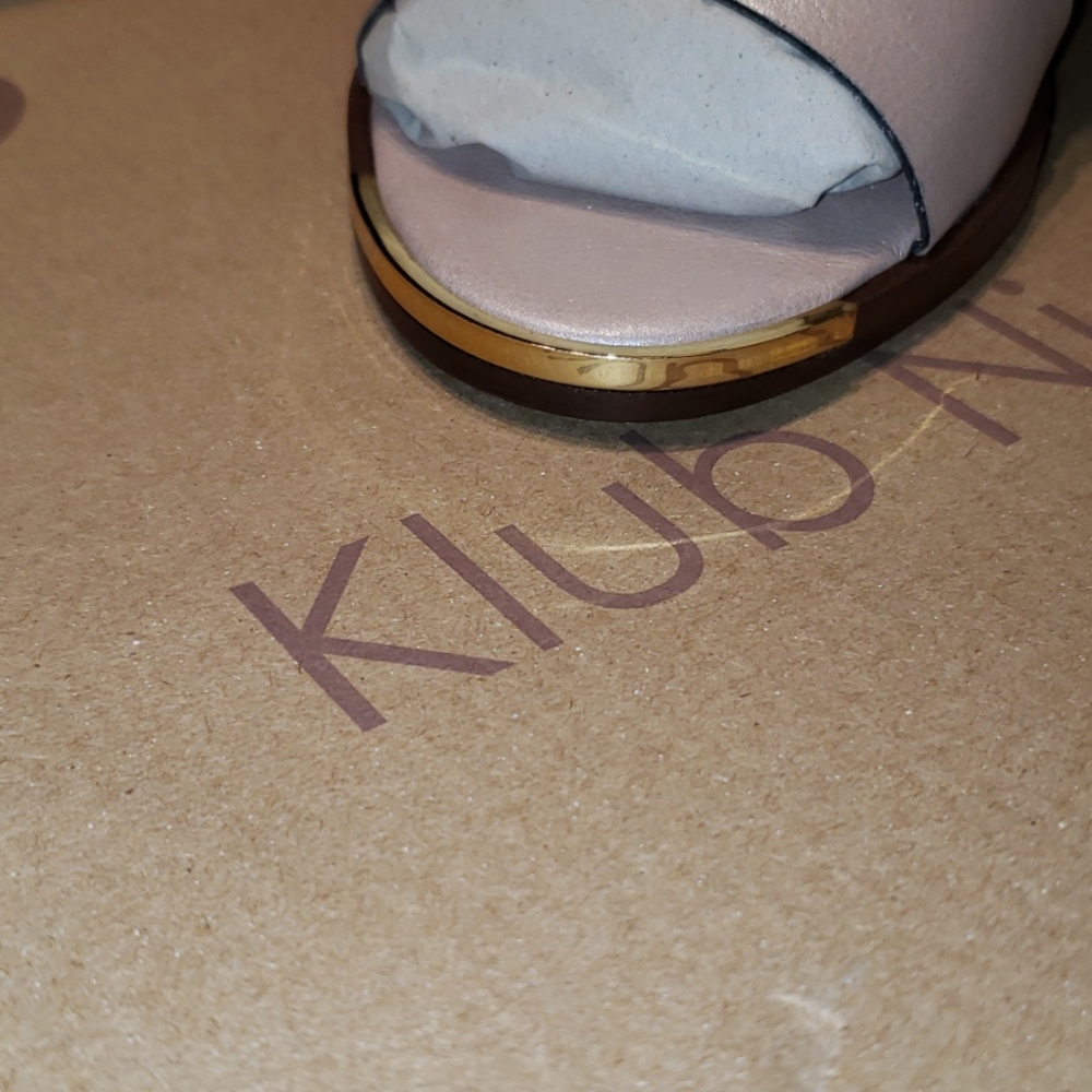 Klub Nico New Heels Sandals Strappy ALL Leather Luxe Celeb Chic Gold Women's 9 - Picture 8 of 15